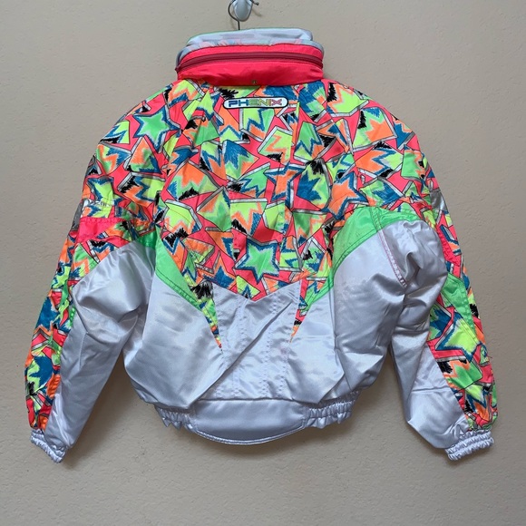 Team Phenix White Neon 80s Ski Jacket Small Medium - Picture 6 of 16